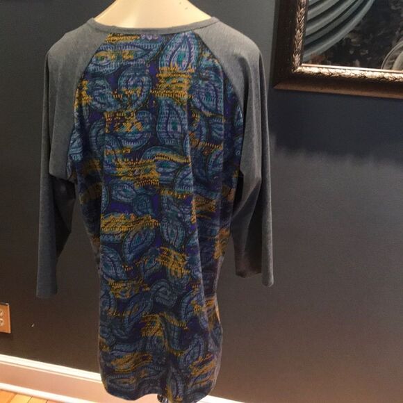 LuLaRoe Randy violet/orange/teal/gray top, large - Picture 3 of 4